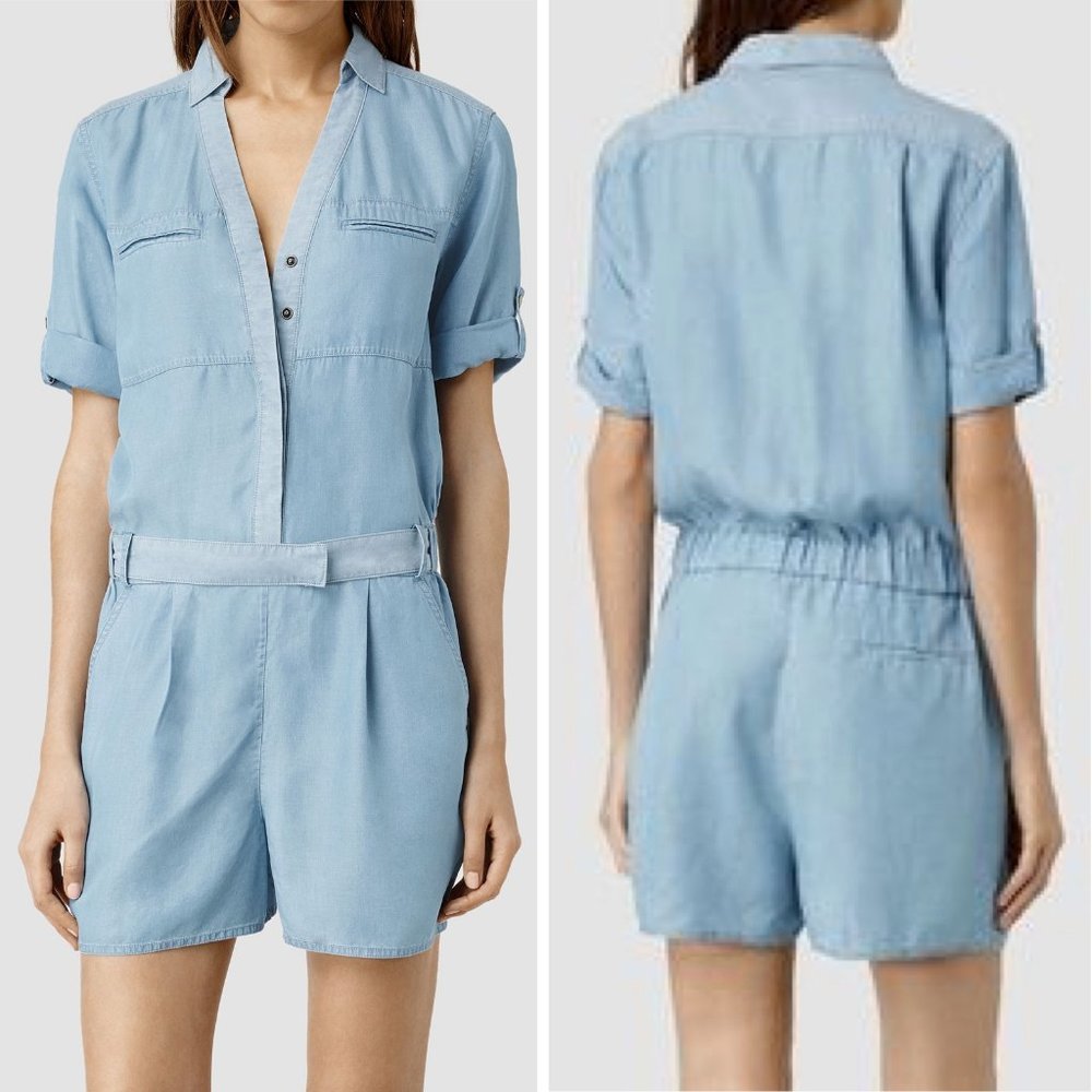 All Saints 4 Jada Playsuit Chambray Denim Romper E